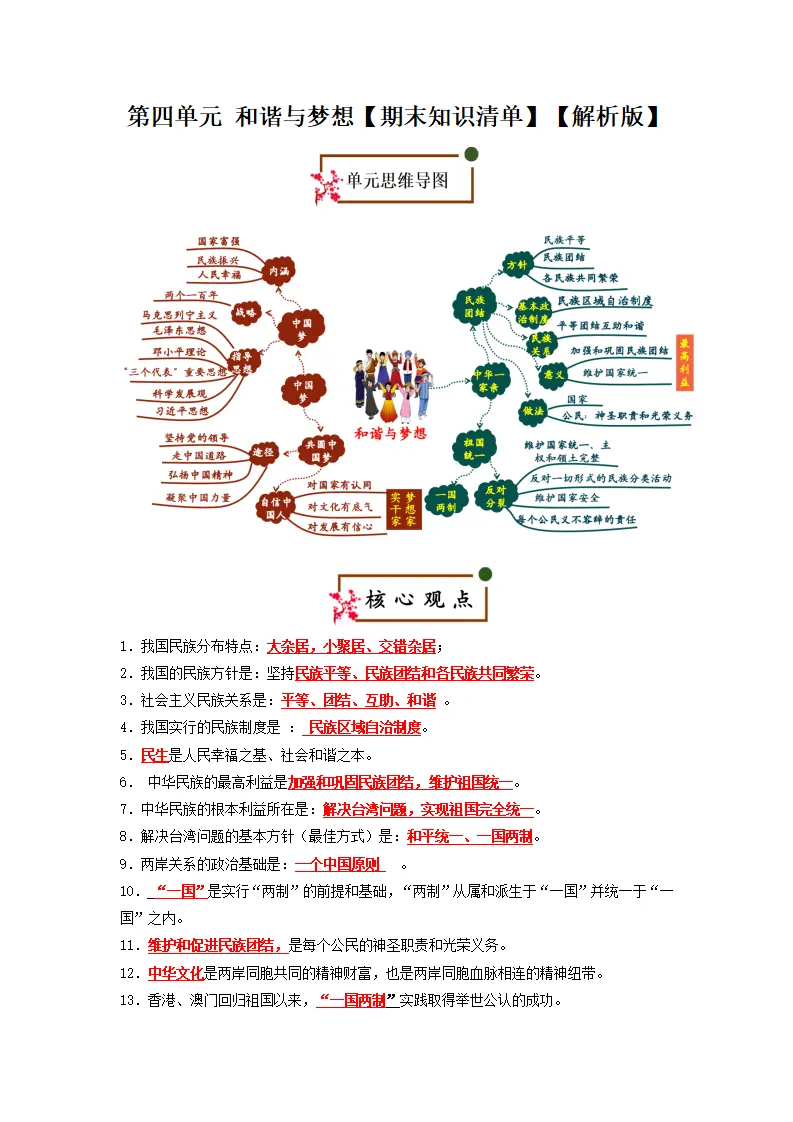 （2026版）第四单元 和谐与梦想（期末复习考点清单）（解析版）_01.webp