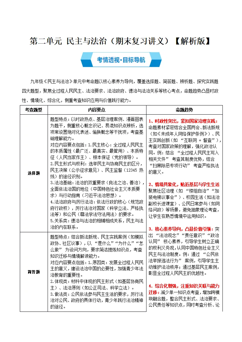 （2026版）第二单元 民主与法治（期末复习讲义）（解析版）_01.webp