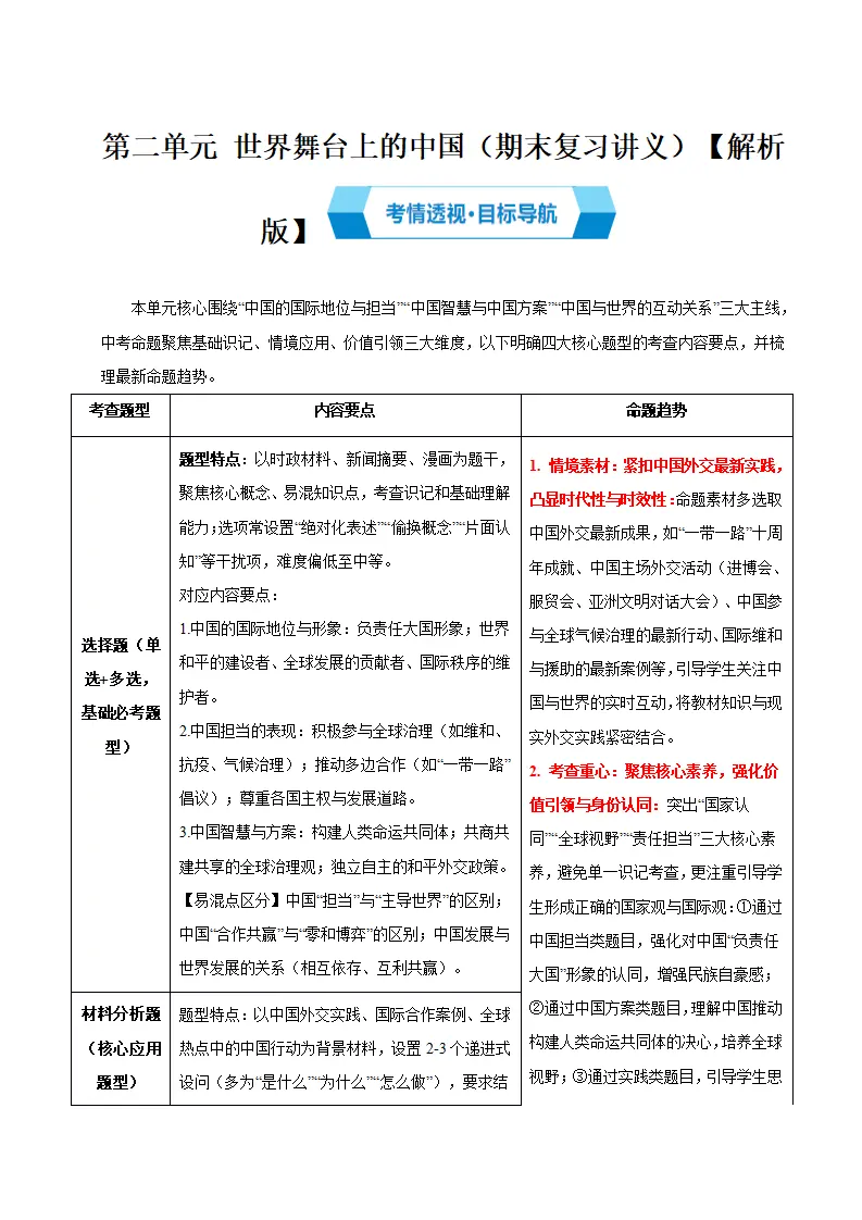 （2026版）第二单元 世界舞台上的中国（期末复习讲义）（教师版）_01.webp