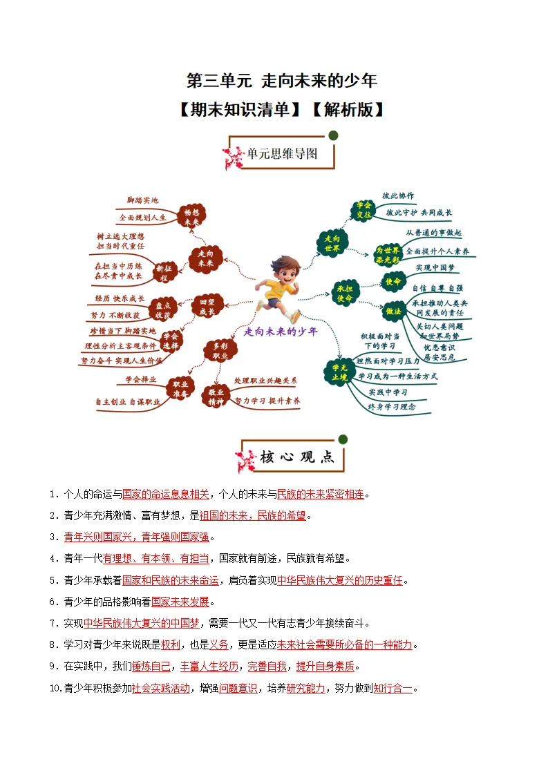 （2026版）第三单元 走向未来的少年（期末复习清单）（解析版）_01.webp