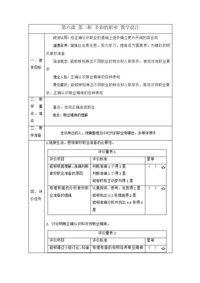 （大单元整体教学）6.2 多彩的职业 课时教案_01.webp