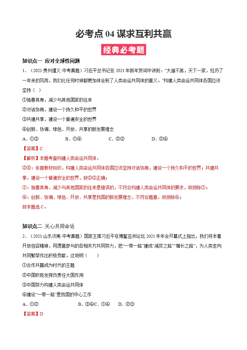 必考点04 谋求互利共赢（解析版）_01.webp
