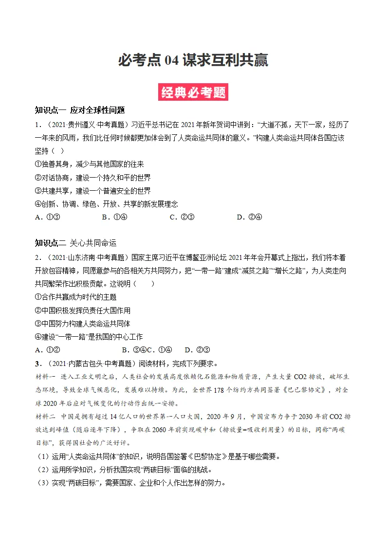 必考点04 谋求互利共赢（原卷版）_01.webp