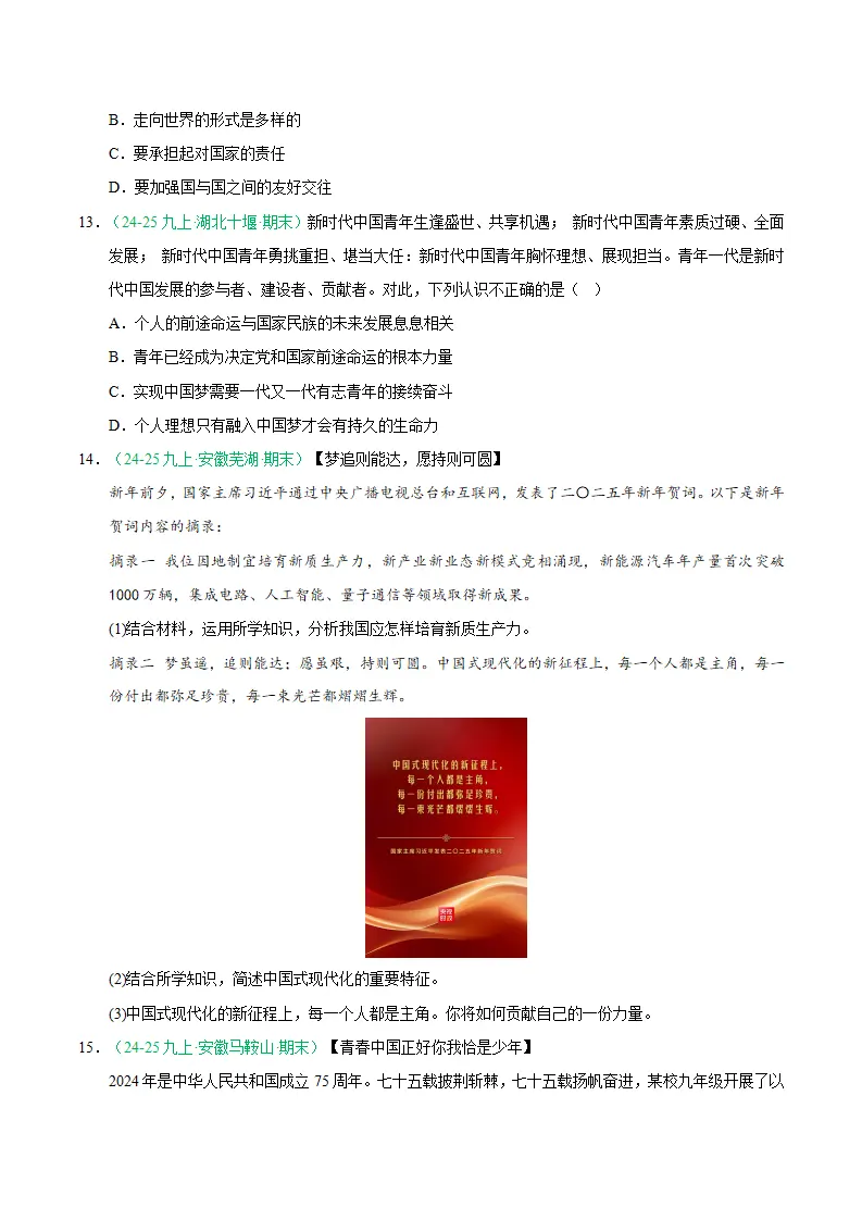 专题13 少年的担当（期末真题汇编，统编版）九年级道德与法治上学期（原卷版）_04.webp